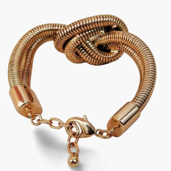 Chic Retro Gold Tone Double Snake Chain Gas Pipe Coil 8" Bracelet JW1545 - Picture 5 of 5